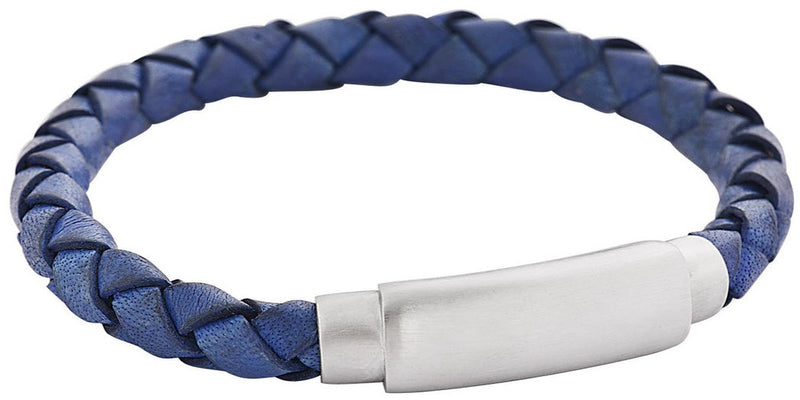 Blue soft braided leather feature img