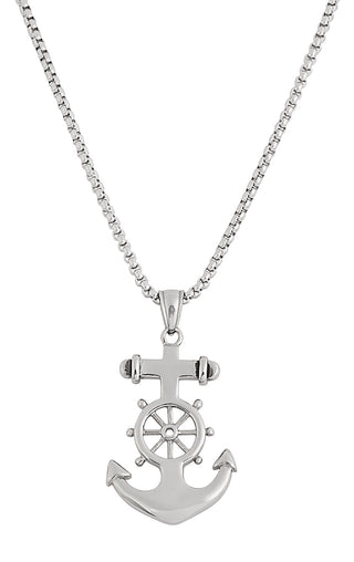 Medium Size Silver Stainless Steel Anchor Necklace