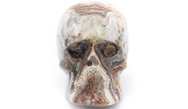 Agate Gemstone Skull Sculpture