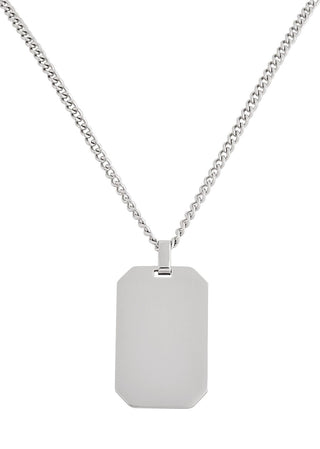 Silver Dog Tag Pendant Necklace Feature img full length
