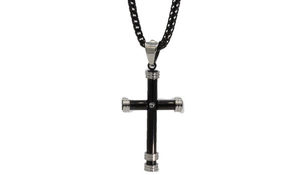 Zales Made in Italy Lab-Created Onyx Cross Necklace Charm in 10K Gold |  Hamilton Place