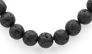 Black lava stone necklace close up img