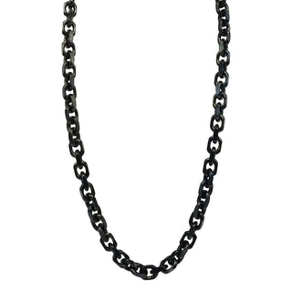 Black 316L High- Grade Stainless Steel Cable Chain twenty four inches in length lobster claw clasp handmade and designed by playhardlookdope free domestic shipping photographed in lightbox hanging position