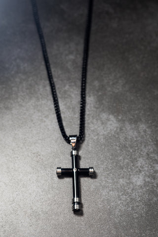 Black Pipe Cross Necklace