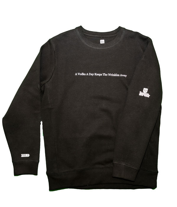 A Vodka A Day Keeps The Wrinkles Away SUPIMA Cotton Crewneck Sweatshirt BLACK