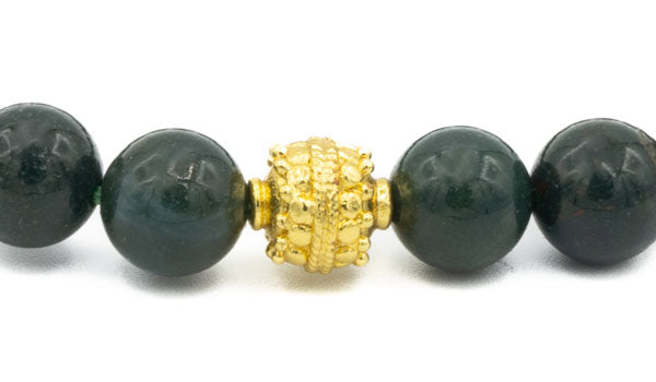 Sterling Silver Gold Bloodstone Balinese Natural Gemstone Bracelet close up