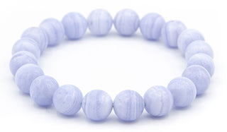 Alt= Blue Lace Agate Gemstone Bracelet.