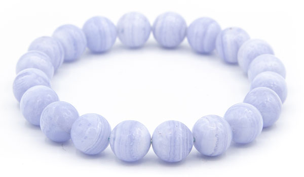 Alt= Blue Lace Agate Gemstone Bracelet.