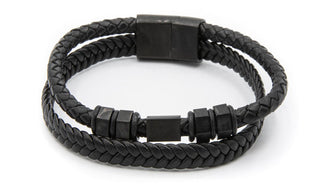 Bolt leather bracelet black clasp