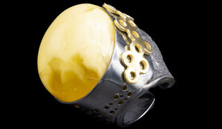 Luxury Oversized Adjustable Butterscotch Baltic Amber Ring side view