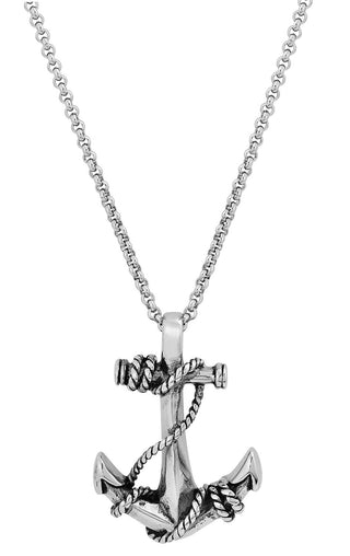 Silver Roped Anchor Pendant Necklace feature img full length 