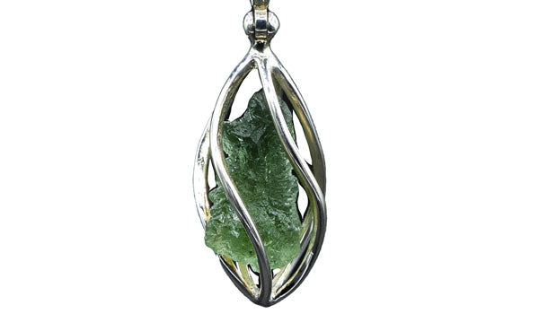 Sterling Silver Caged Spiritual Moldavite Necklace