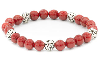 Red Coral Indonesian Silver Bracelet.