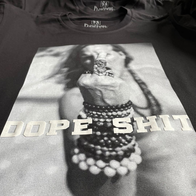 Exclusive Dope Sh*t HD Premium Cotton T-Shirt fron close up