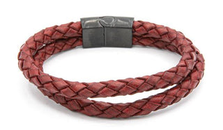 Red  dual layered leather bracelet feature photo