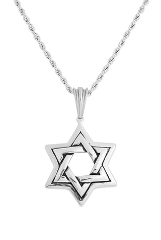 Silver Star of David Pendant Necklace feature img full length