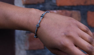 Brushed Sterling Silver Barbed Wire Cuff