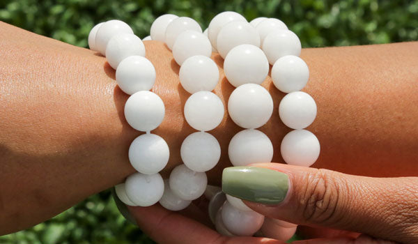 White Jade Gloss Natural Gemstone Bracelet