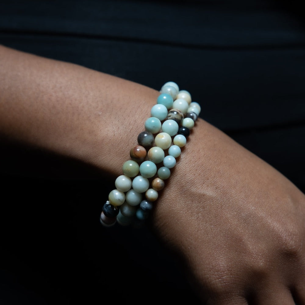 blue Natural Amazonite Gemstone Plain Round Beads Bracelet at Rs 250 in  Jaipur