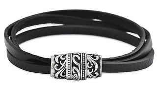 Triple Layer Black Leather Tribal Bracelet feature img