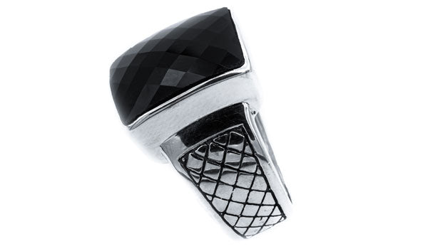 Faceted Onyx Signet Ring.