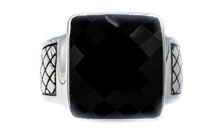 Faceted Onyx Gemstone Ring.