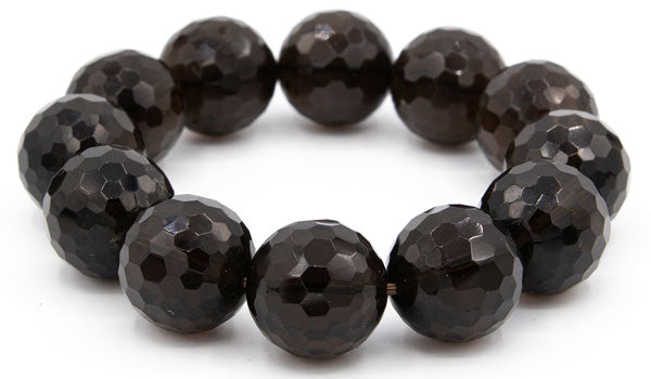 Alt= Faceted smoky quartz 19mm bracelet.