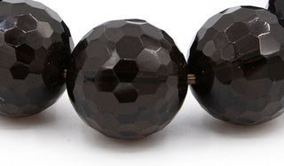 Alt= faceted smoky quartz gemstone beads.