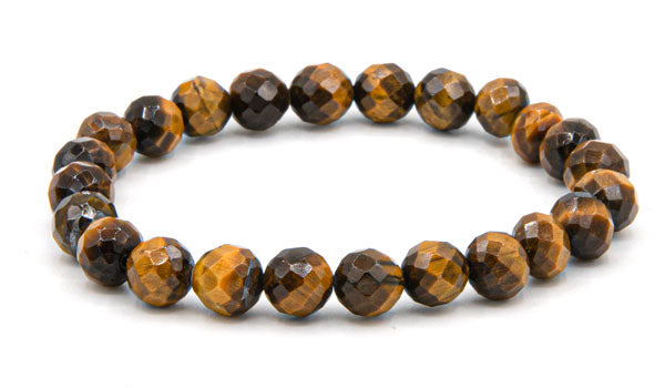 Faceted tigers eye 8mm natural stone bracelet