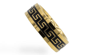 The Beckett Ring Gold & Black Greek Key Ring