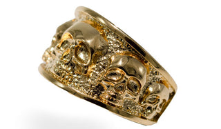 Gold Unisex Skull Band Ring