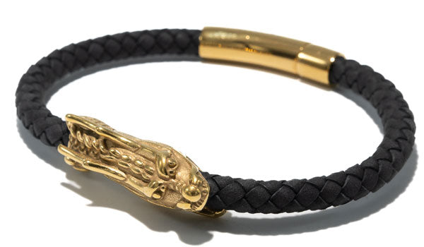 Gold Leather Dragon Bracelet