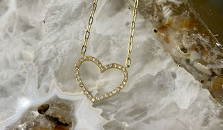 Gold Adjustable Crystal Heart Necklace