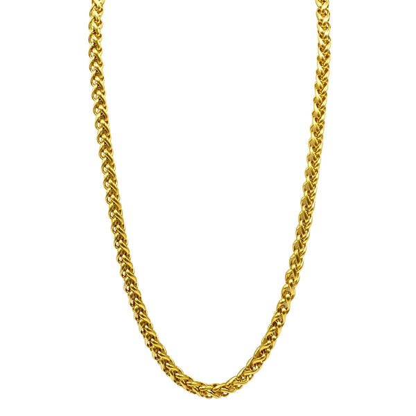 Gold 316L High- Grade stainless steel Men's Jewelry accessory chain twenty four inches in length with a lobster claw clasp handmade not plated but dyed and heat treated so it's tarnish free