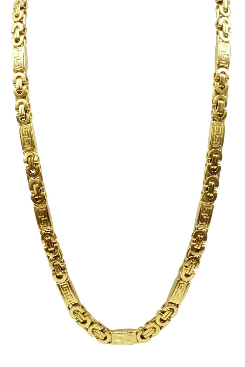 Gold Stainless Steel mix link design chain 24 inch length with a lobster claw clasp