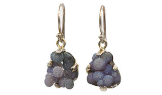 Grape Chalcedony Drusy Sterling Silver Gemstone Earrings.