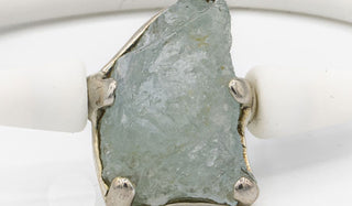 Sterling Silver Aquamarine Gemstone Rubber Bracelet