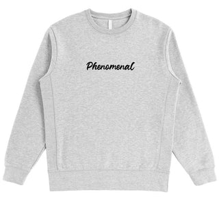 Grey Phenomenal SUPIMA Cotton Crewneck Sweatshirt Black Script