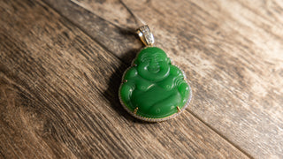 Sterling Silver Jade Sitting Buddha Necklace lifestyle img