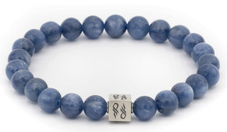 Alt= Kyanite Natural Gemstone 925 Cube Men's bracelet.