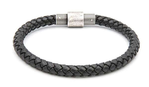 Black leather pipe bracelet