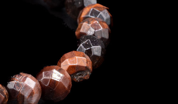 Faceted Red Tigers Eye Natural Gemstone Bracelet close up