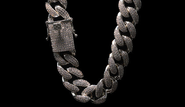 Luxury Silver Crystal Cuban Link Necklace – PlayHardLookDope
