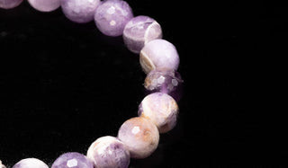 Luxury Faceted Dog Tooth Amethyst Natural Gemstone Bracelet close up