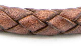 Mahogany Leather braided cuff close up