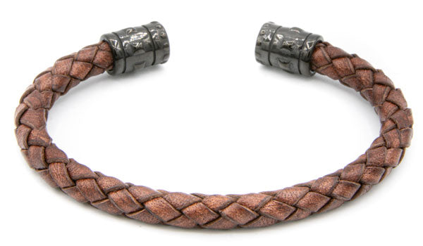 Mahogany Leather braided cuff