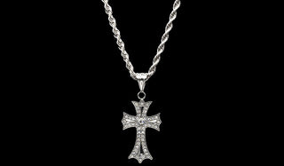 Silver Studded Cross Necklace