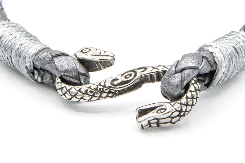 Silver stainless steel cobra snake clasp metallic grey