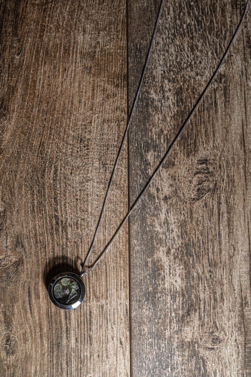 Sterling Silver Spiritual 5-Piece Moldavite Lockett Necklace