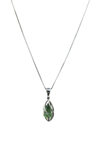 Sterling Silver Caged Spiritual Moldavite Necklace